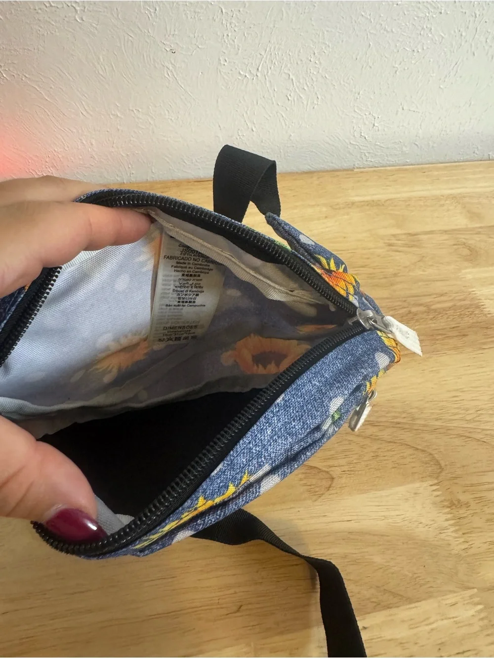 JANSPORT Denim Polka Dot Sunflower Fanny Pack